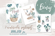 Watercolor set HOME JUNGLE, a Decorative Illustration by S_ARTLOVE (Thumbnail 10 of 11)