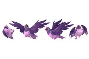 Pigeon bird characters set on white, an Animal Illustration by art PVP - market
