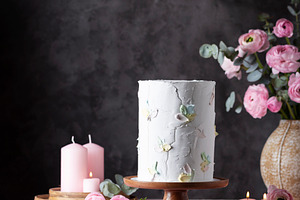 Homemade sweet cake on the pink tablecloth, a Food & Drink Photo by oxana.denezhkina