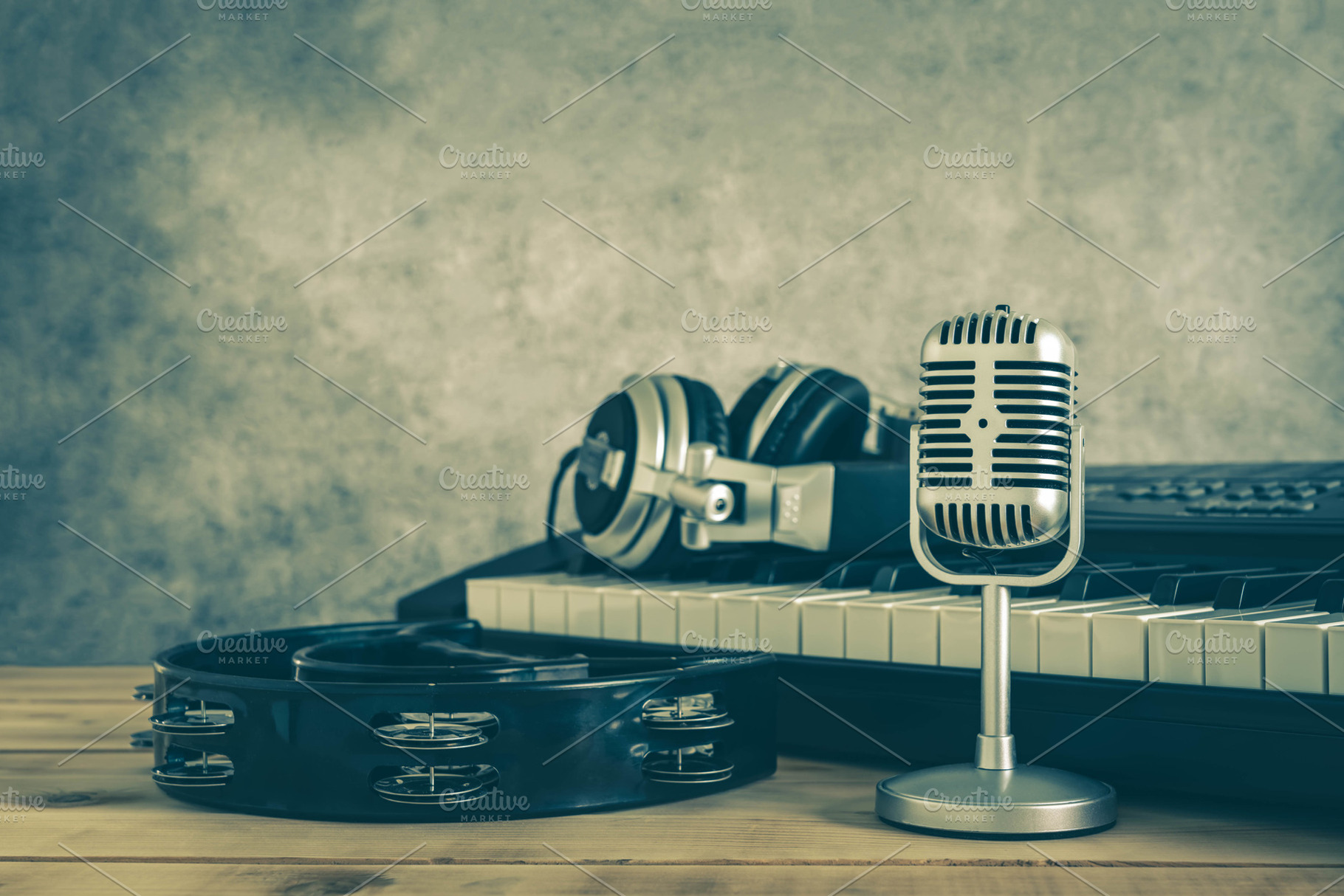 Music instrument background containing accessories, acoustic, and audio, an Arts & Entertainment Photo by OSABEE TOP VIEW