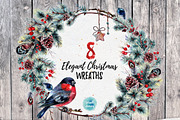 Mr.Bullfinch Watercolor ClipArt Xmas, a Decorative Illustration by Inna Sinano (Thumbnail 3 of 12)
