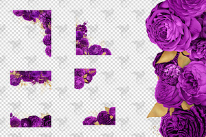 5x7 Purple And Gold Floral Overlays