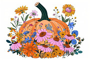 Autumn Pumpkin Floral Clipart, an Illustration by Designs_River (Thumbnail 3 of 10)