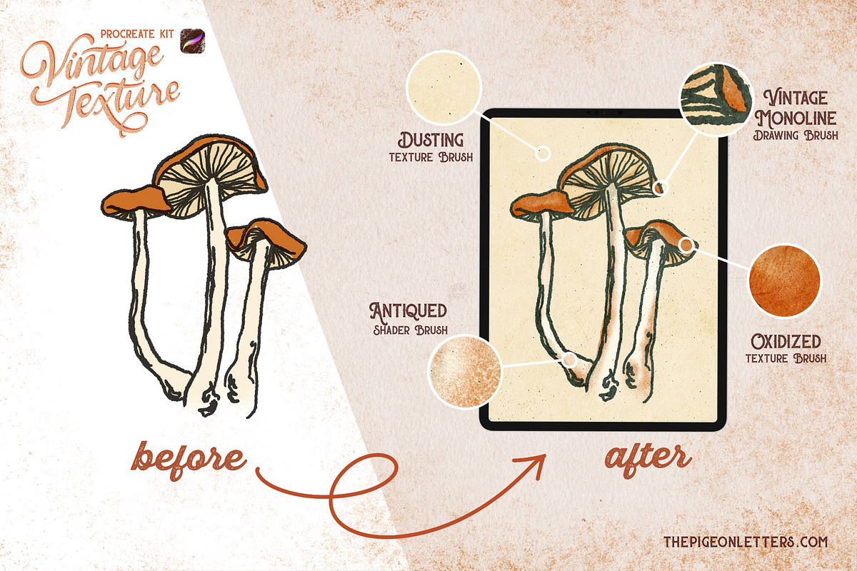 Vintage Texture Procreate Brush Kit, a Brush Add-On by The Pigeon Letters (Photo 4 of 9)