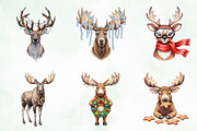 Quirky Reindeer Funny Moose Clipart, an Illustration by Creative Art (Thumbnail 8 of 9)
