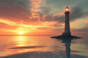 A stunning lighthouse towers, a Photo by Pavel_design