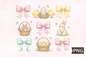 Preppy Coquette Easter Bunny PNG, an Illustration by Creative Art