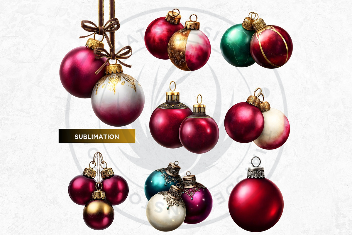 Christmas Baubbles Cliparts, a Seasonal Illustration by ThatsDesignArt (Photo 16 of 16)