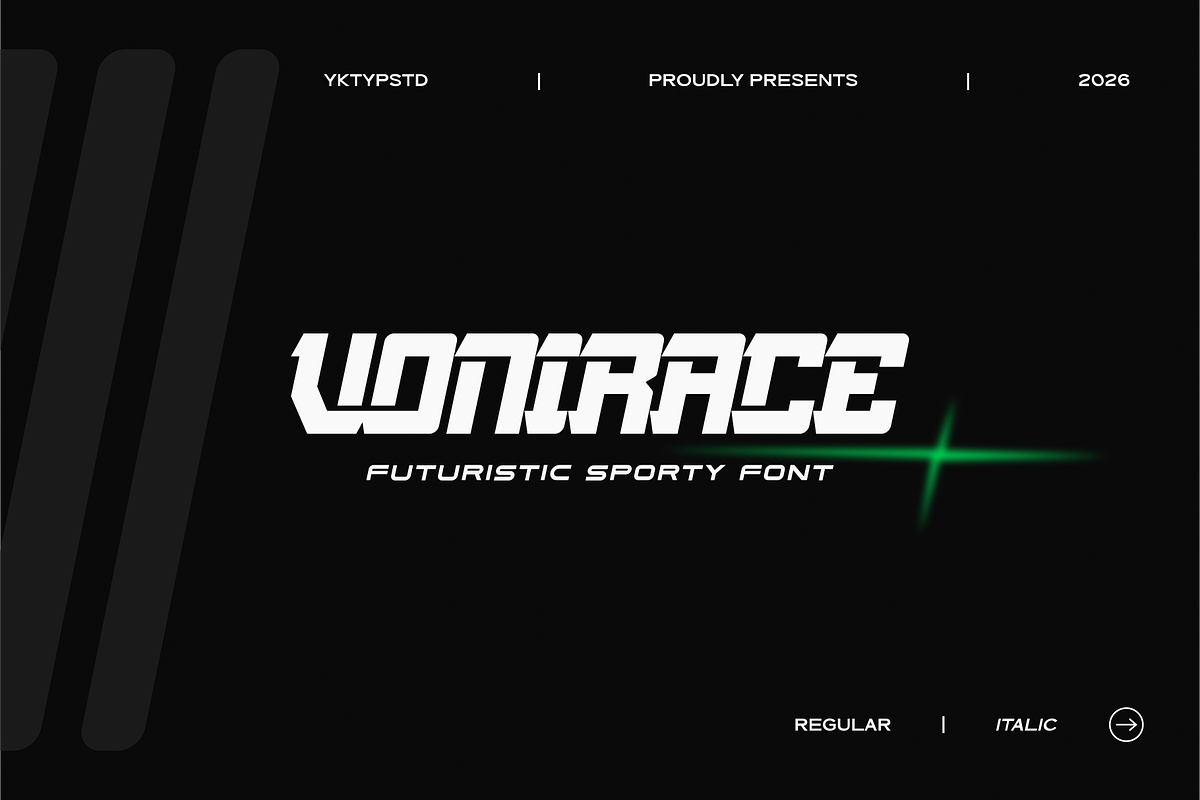 Vonirace - Futuristic Sporty Font, a Sans Serif Font by Yktypstd (Photo 1 of 10)