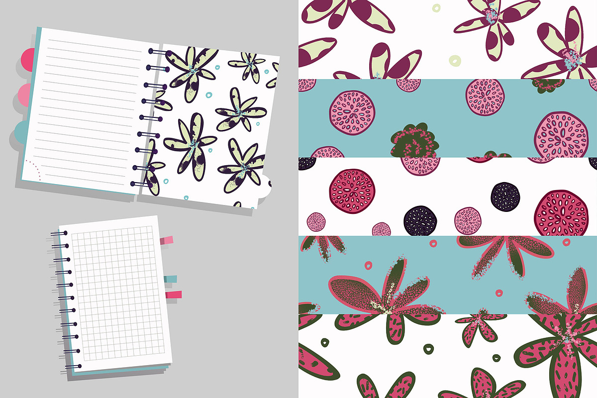 Decorative flowers - 7 patterns, a Pattern Graphic by FER by Ekaterina Kazakova (Photo 5 of 7)