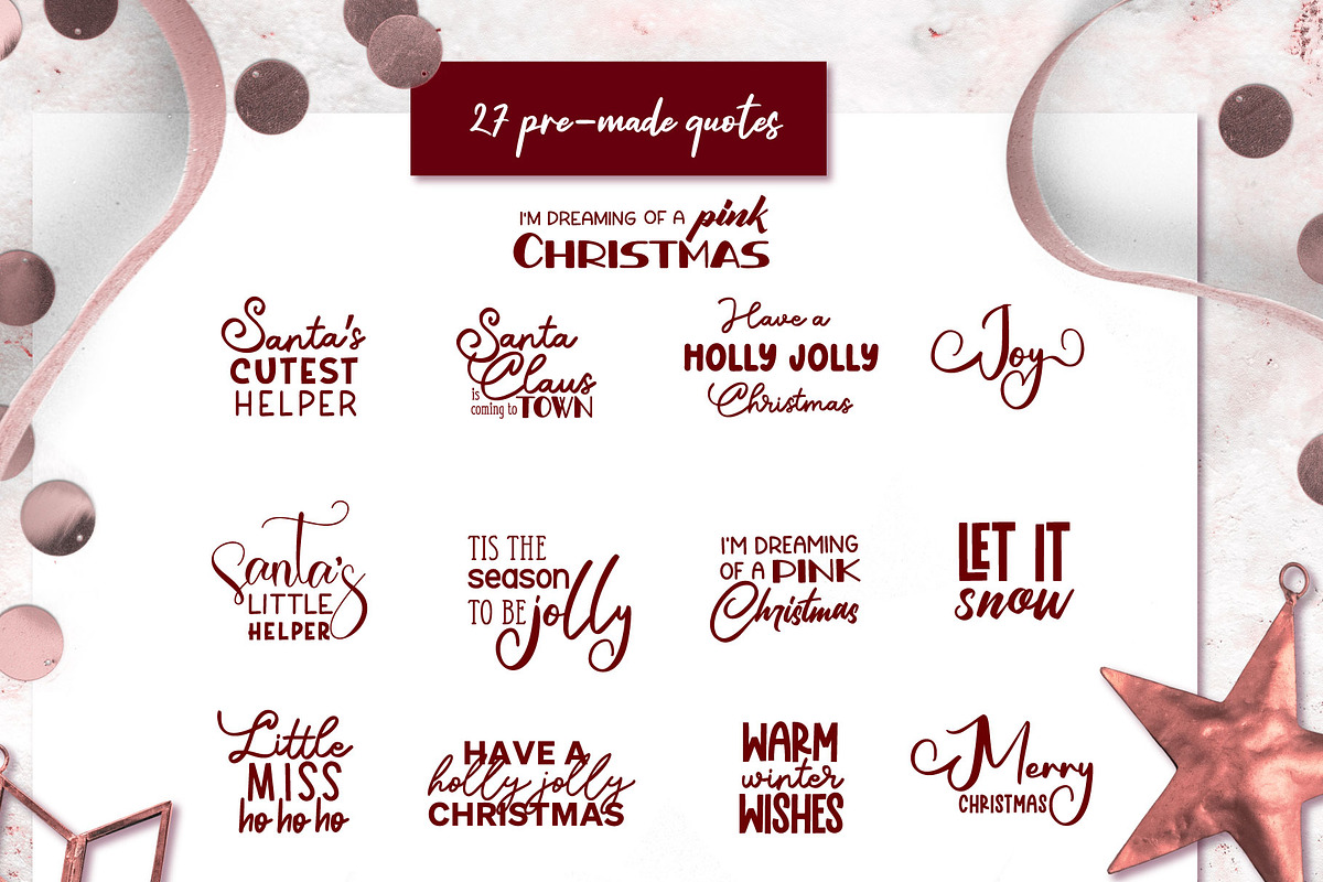 Pink Christmas Clipart & Patterns, a Decorative Illustration by AvaAva (Photo 17 of 25)
