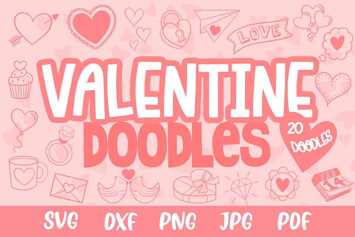 Valentine Doodles SVG files, an Illustration by Brushed Rose (Photo 1 of 3)