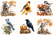 Watercolor Autumn Birds Clipart, an Illustration by OK Design (Thumbnail 2 of 5)