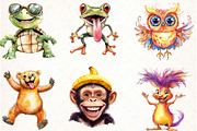 Adorable Crazy Animal Clipart, an Illustration by Watercolor design (Thumbnail 3 of 4)