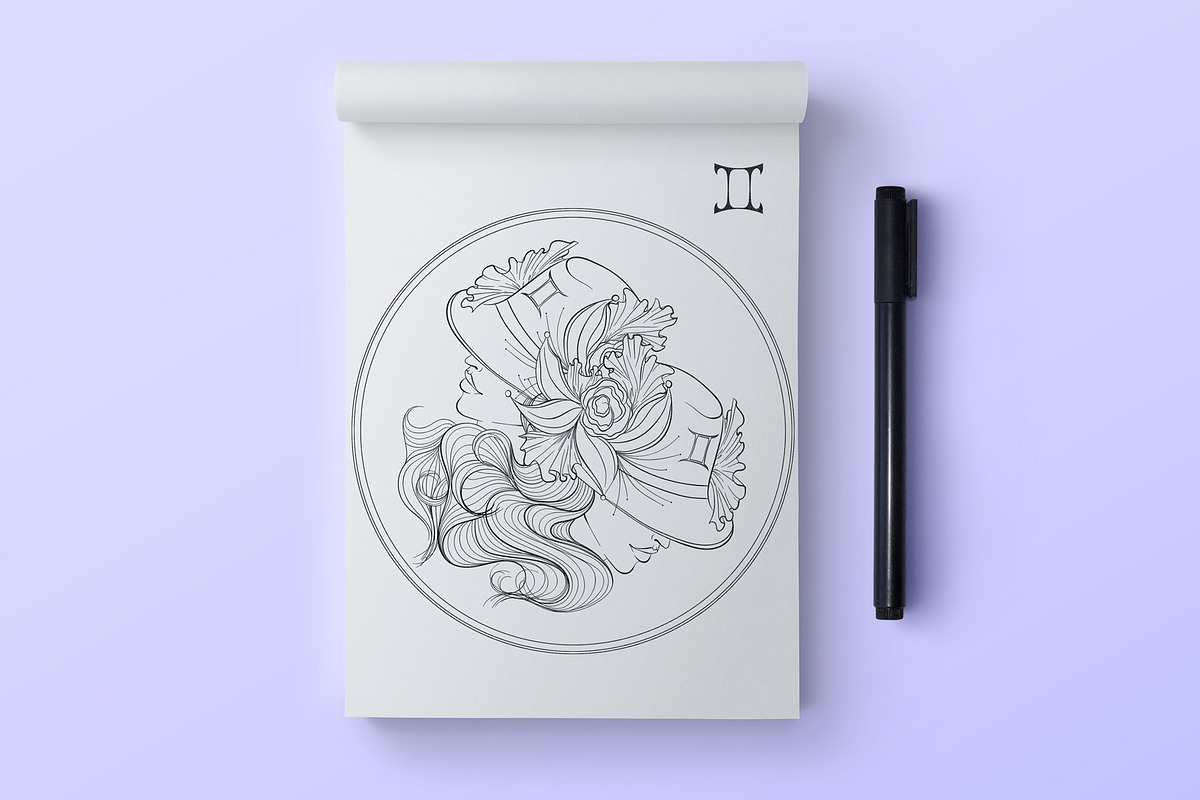 12 Zodiac Girl Hand Drawn Collection, an Illustration by ennona_art (Photo 11 of 11)