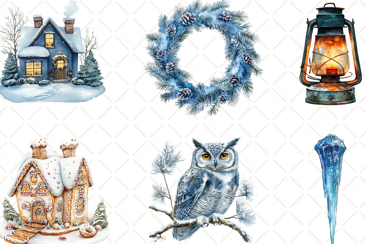Frosty Christmas Clipart, an Illustration by Black Bird Studio (Photo 3 of 6)