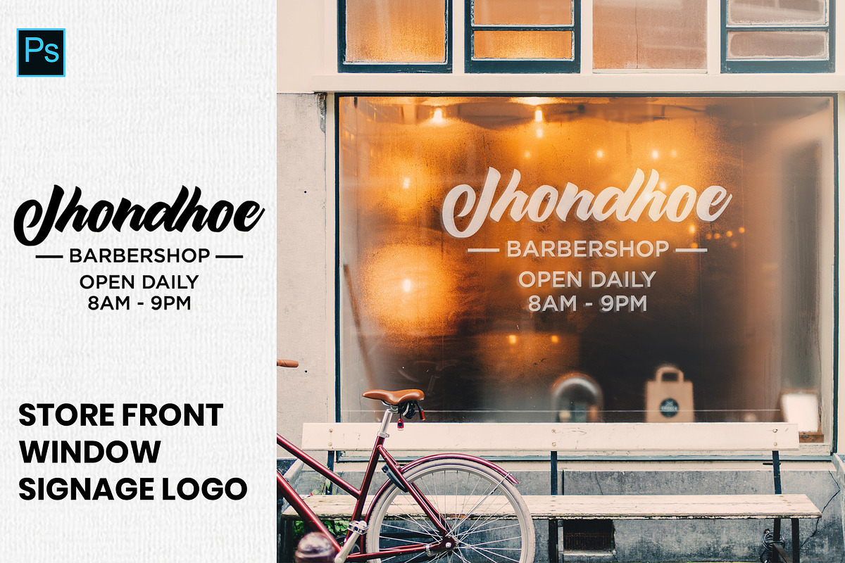 Storefront WindowSignage Logo Mockup, an Advertising Mockup by Nahar_std (Photo 1 of 4)
