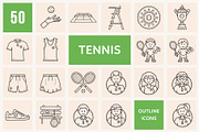 Tennis Outline Icons, an Outline Icon by Sargatal (Thumbnail 1 of 4)