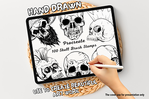 100 Skull Procreate Stamps