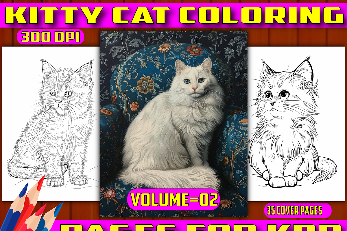 165 Kitty Cat Coloring Pages KDP V 2, an Animal Illustration by Daisy ...