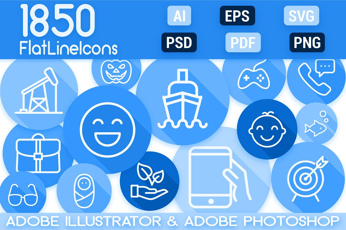 1800+ Flat Icons - Line Icons Pack, an Outline Icon by FlatLineIcons (Photo 31 of 31)