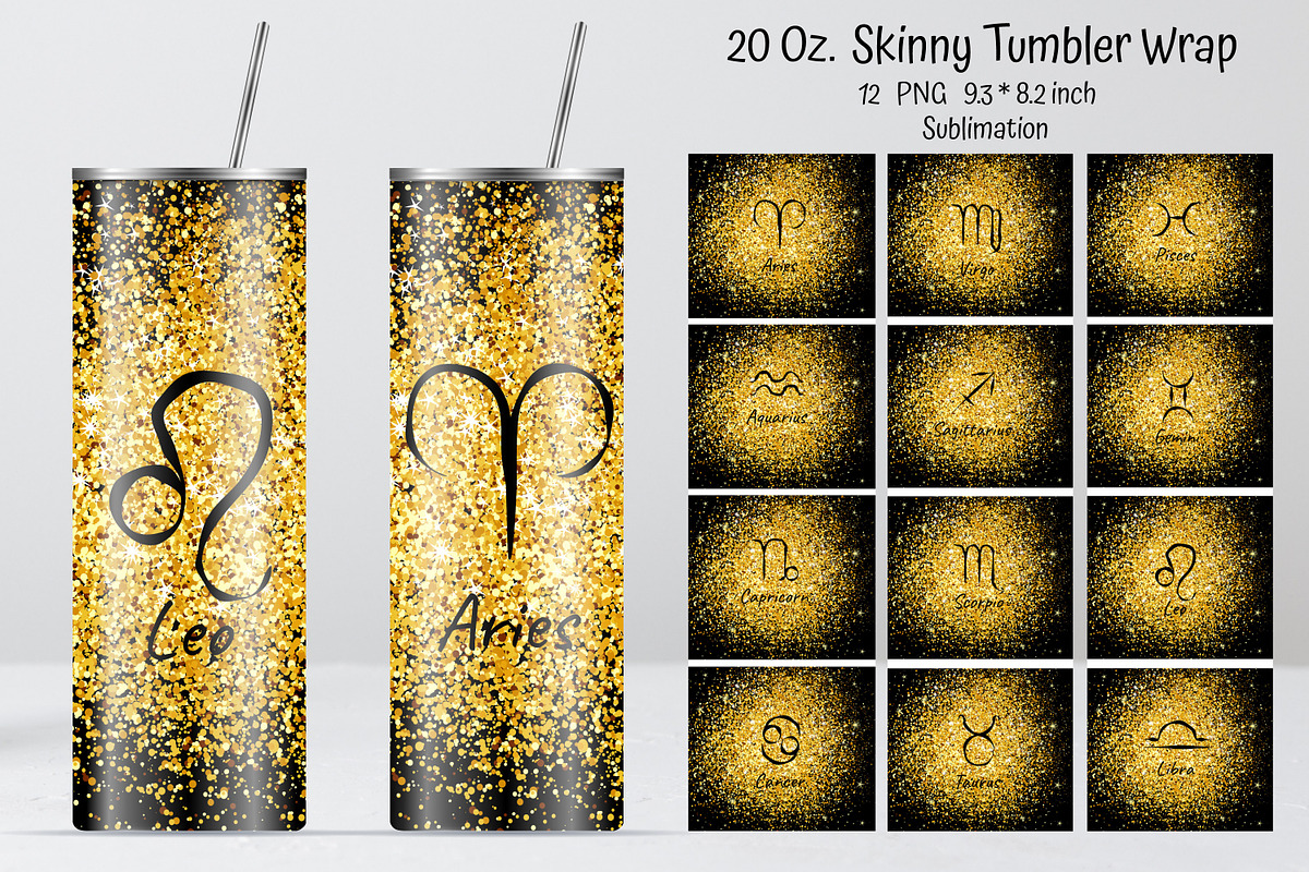 Zodiac Signs. Tumbler design., an Illustration by Kseniia_designer's shop (Photo 1 of 4)