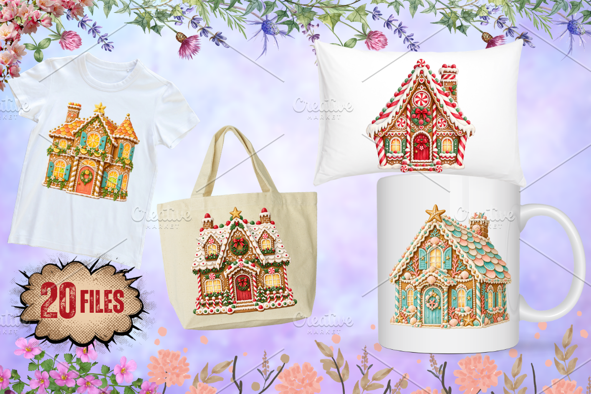 Christmas Gingerbread House Cliparts, a Seasonal Illustration by Ink Gallery (Photo 12 of 13)