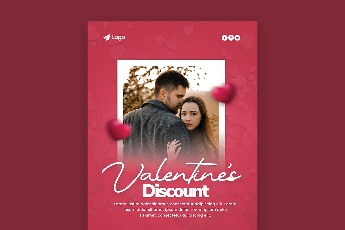 Valentine's Day Flyer Template, a Flyer Template by Saman Osama (Photo 2 of 3)