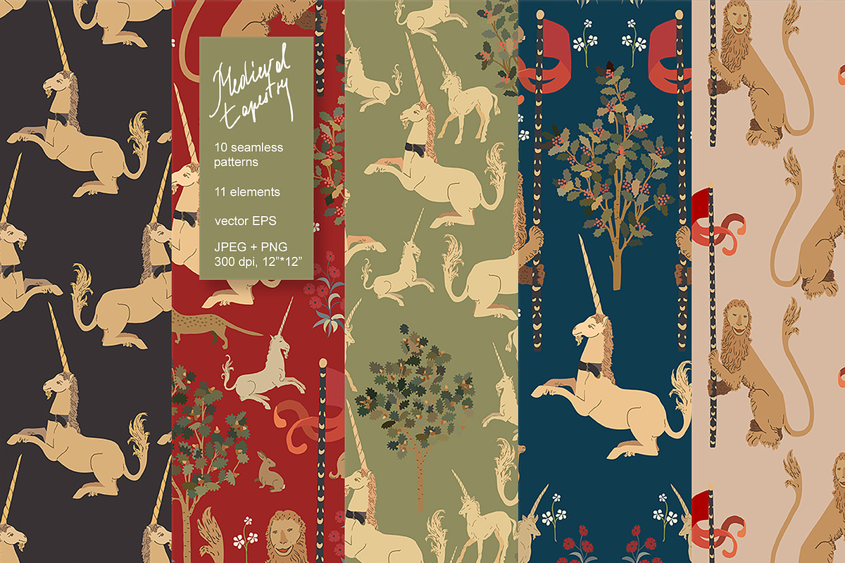 Medieval seamless vector pack, a Pattern Graphic by PatternsBlooming (Photo 1 of 7)