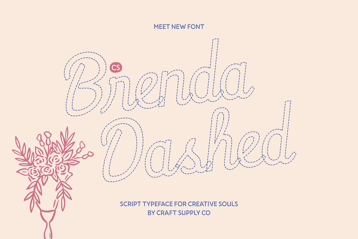 CS Brenda Dashed, a Script Font by Craft Supply Co. (Photo 1 of 8)
