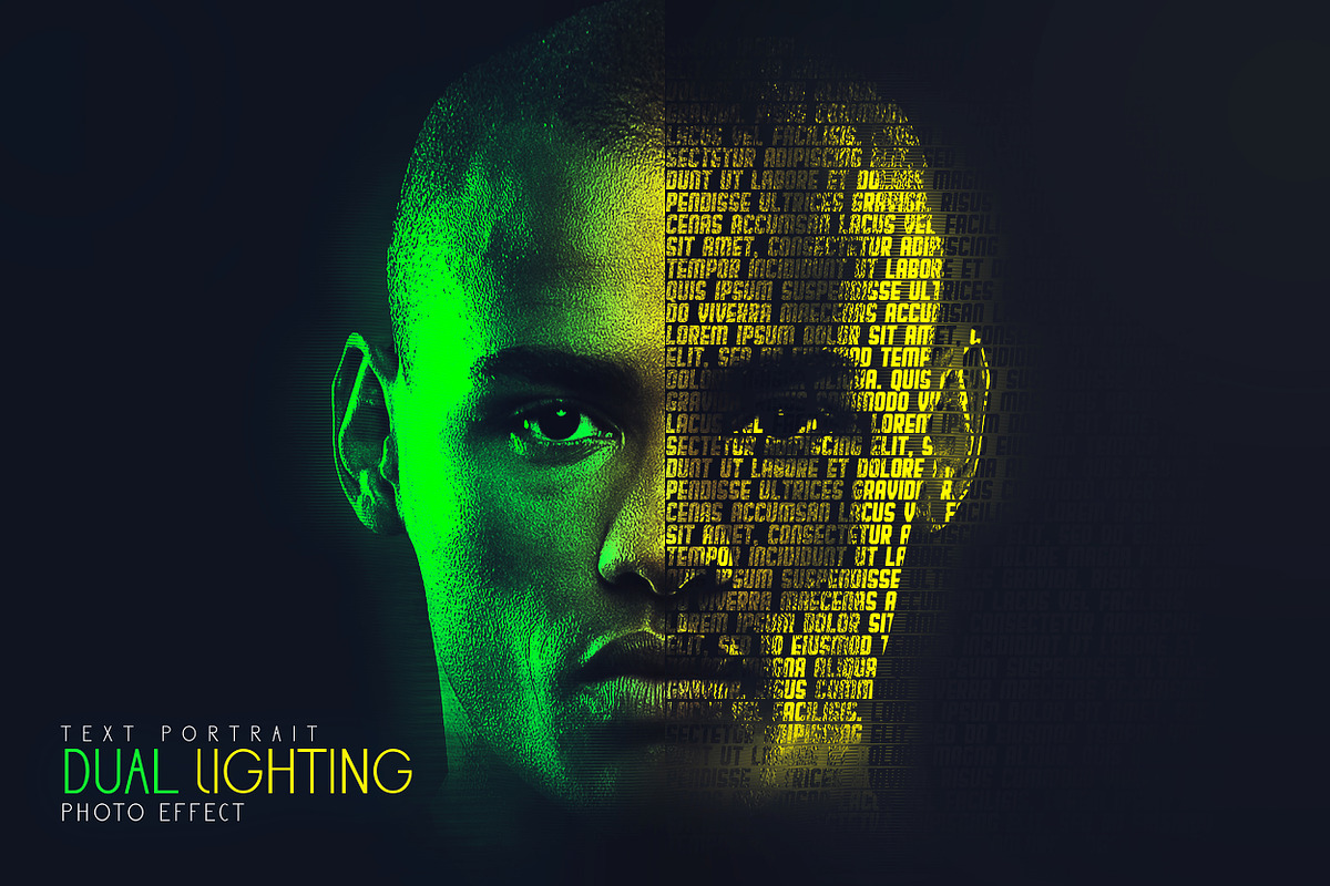 Text Portrait Photoshop Effect FX v1, a Brushes & More by INTENTFX (Photo 1 of 10)