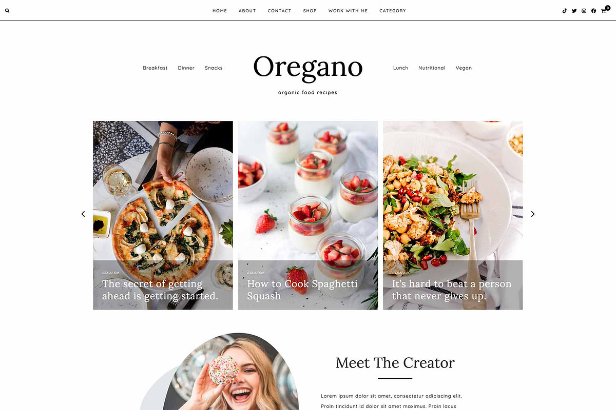 Food Blog WordPress Theme OREGANO, a WordPress Template by KOBA themes (Photo 1 of 6)