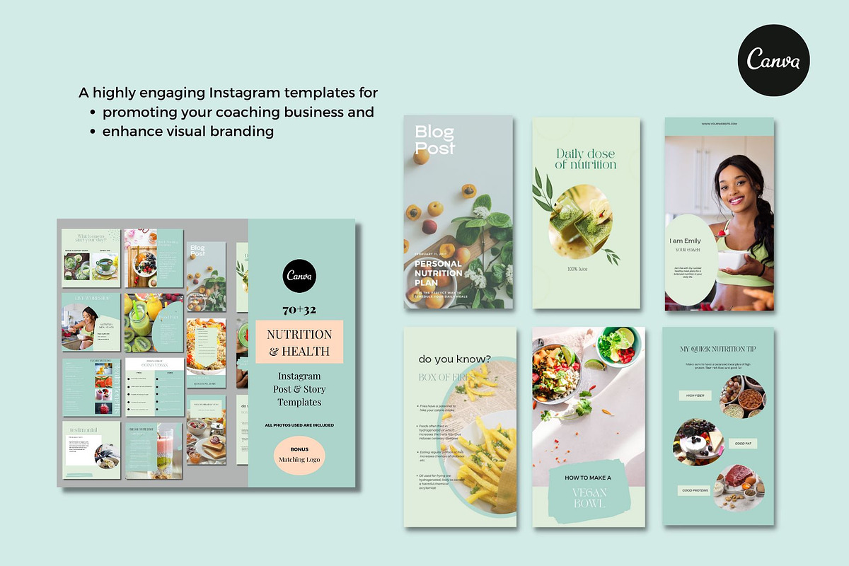 Nutrition Coach Course Creator Canva, a Social Media Template by Deepa Template Studio (Photo 2 of 48)
