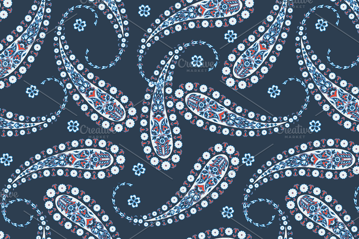Fabric pattern with paisley, a Pattern Graphic by antalogiya (Photo 2 of 5)
