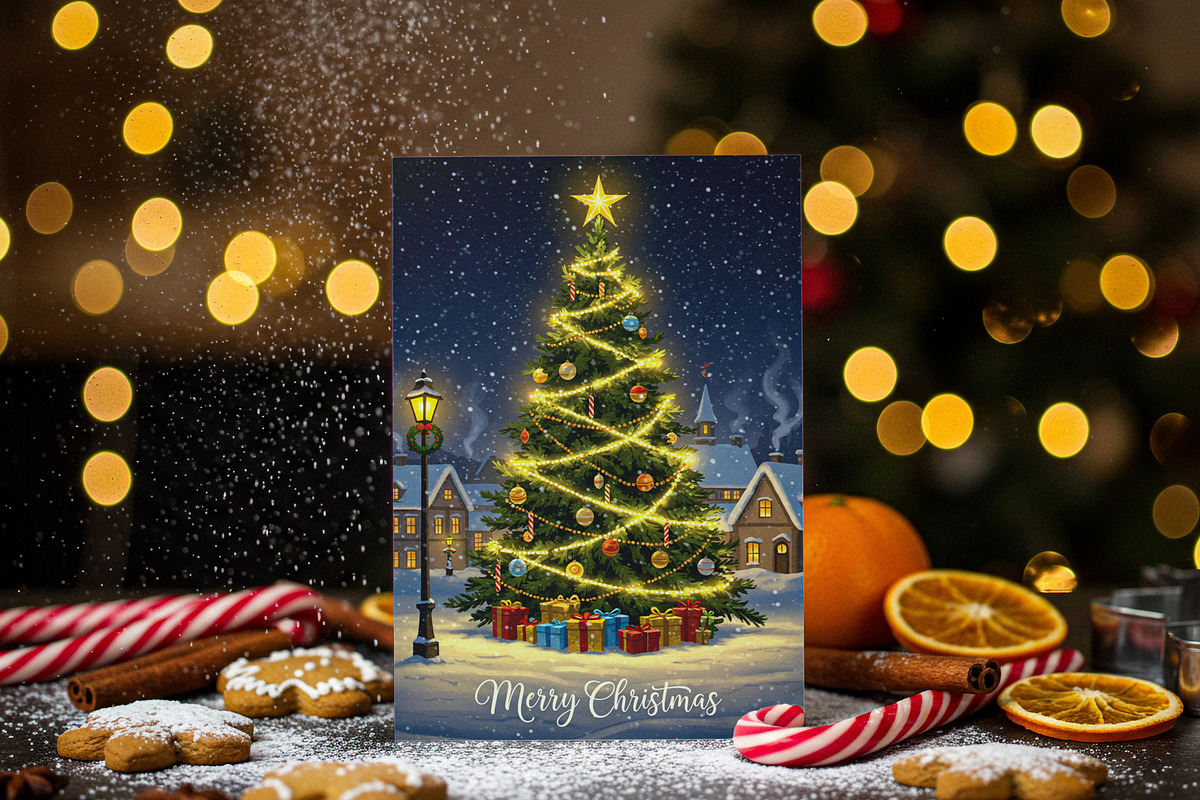 Christmas Greeting Card Mockup, a Product Mockup by Designer Dude