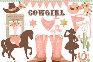 Cowgirl Peach Clipart Pattern