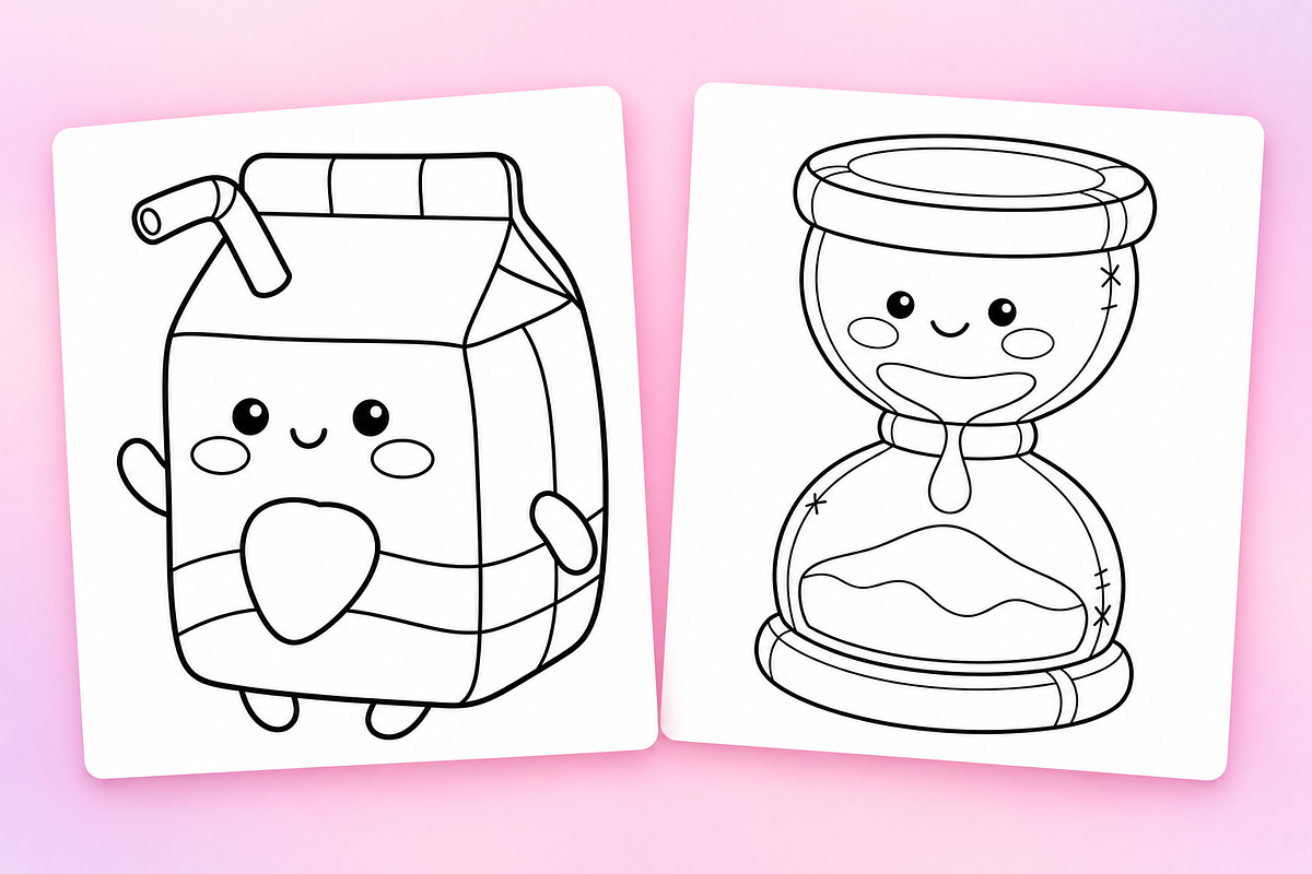 Kawaii Plushies Coloring Pages #2, an Object Illustration by Inkivelle Studio (Photo 2 of 3)