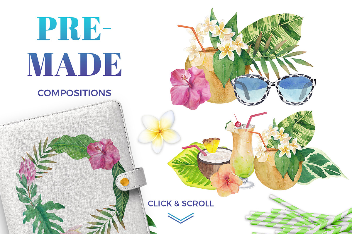 Hawaii - watercolor design bundle, an Illustration by Beauty Drops (Photo 3 of 8)