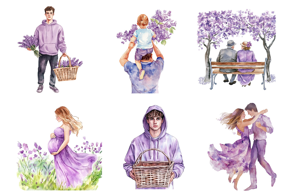 Watercolor Lilac Spring Family PNG, an Illustration by SinaCreation (Photo 4 of 5)