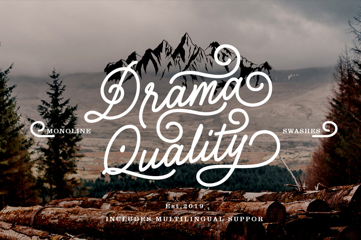 Drama Quality, a Script Font by Papermode Co. (Photo 1 of 10)