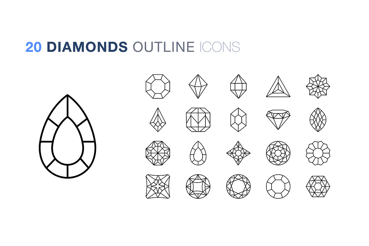 Diamond and gems icon set, an Icon by Icongeek26 (Photo 3 of 6)