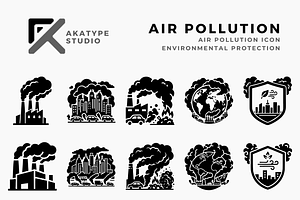 Air Pollution Icon Collection, a Solid Icon by Akatype Studio