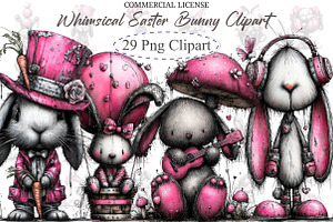 Whimsical Easter Rabbit Clipart, an Illustration by designcity5