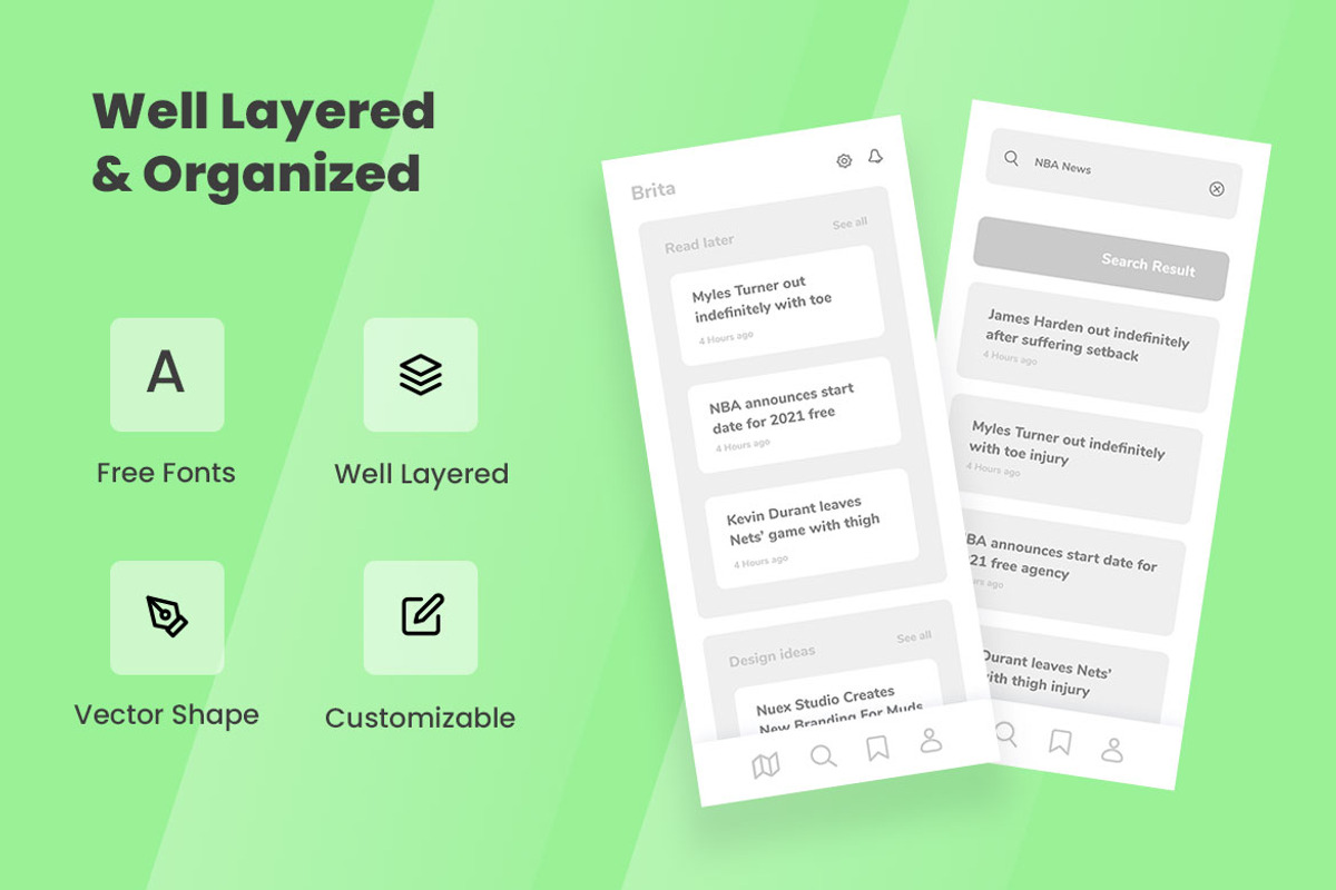 News Wireframe Apps, a Websites & App Template by INSPR STD (Photo 2 of 6)