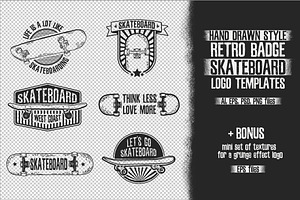 Retro Skateboard Template Logo Set