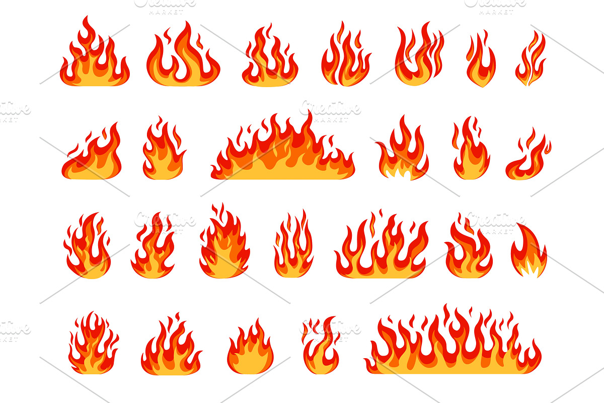 Cartoon flame. Bonfire flames, an Object Graphic by Frogella