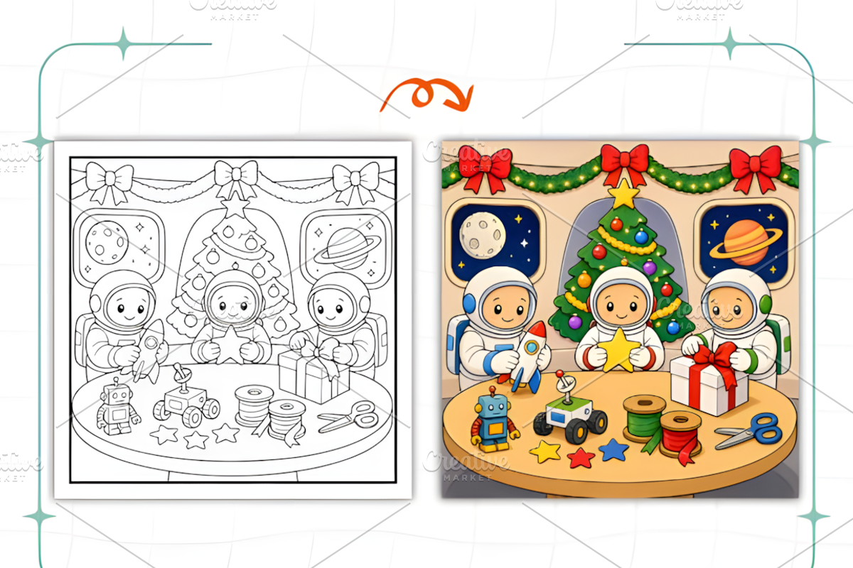Christmas in Space Coloring Book, a Seasonal Illustration by Coco Bloom (Photo 5 of 7)