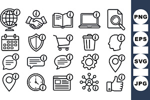 Info Icon Line Art Set, an Illustration by designvectx