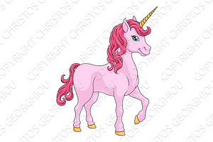 Unicorn Horn Horse Animal Cartoon, an Animal Illustration by Christos Georghiou
