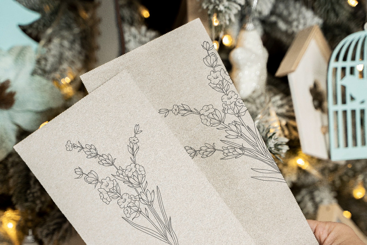 Lavender Line Art, a Decorative Illustration by CaraulanStore (Photo 7 of 8)